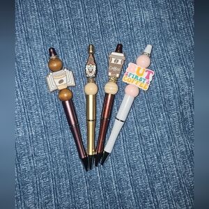 White & Metallic Coffee-Themed Ballpoint Pen Set - Cute Novelty Accessory